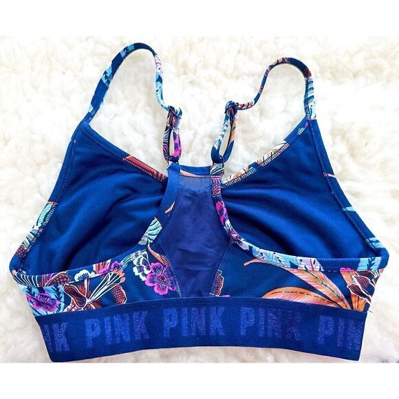 Pink Sport Bra Blue Floral XS - Picture 2 of 2